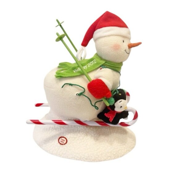 Vintage Hallmark Jingle Pals Snowman Plush Skiing Singing 2012 Christmas WORKS! - Picture 7 of 7